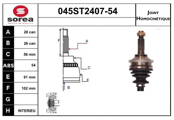 Joint Kit, drive shaft (045ST2407-54)