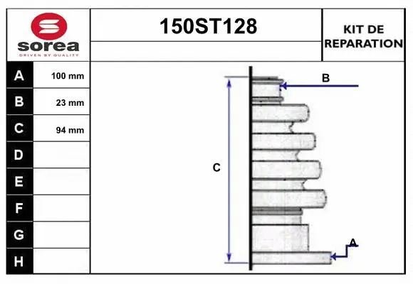 Bellow Kit, drive shaft (150ST128)