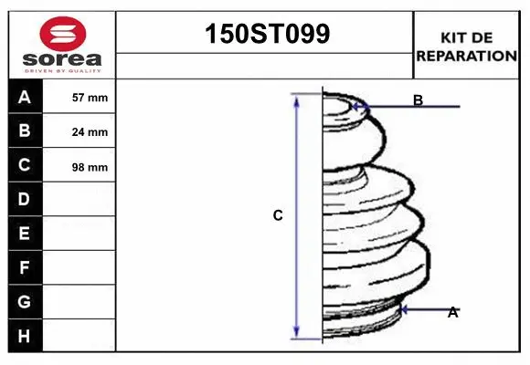 Bellow Kit, drive shaft (150ST099)
