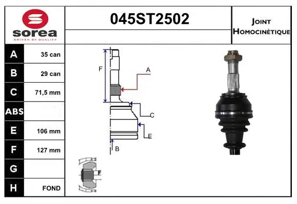 Joint Kit, drive shaft (045ST2502)