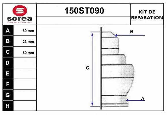 Bellow Kit, drive shaft (150ST090)