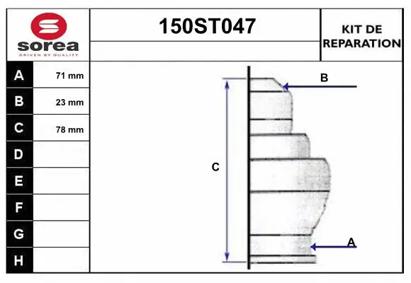 Bellow Kit, drive shaft (150ST047)