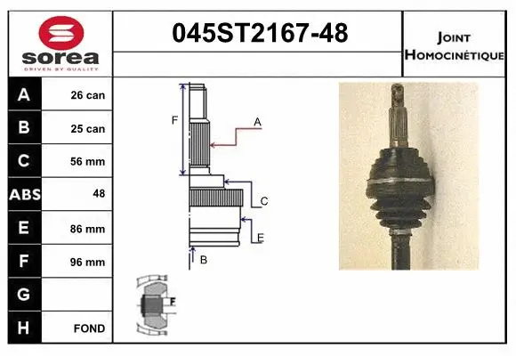 Joint Kit, drive shaft (045ST2167-48)