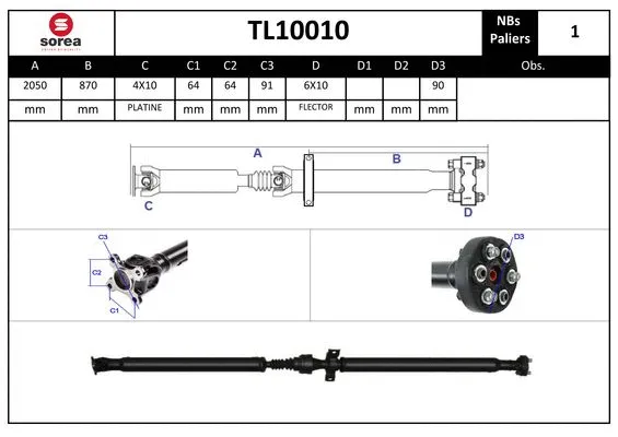 Propshaft, axle drive (TL10010)