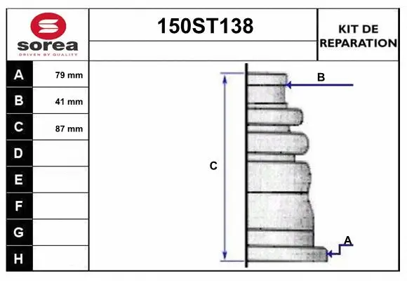 Bellow Kit, drive shaft (150ST138)