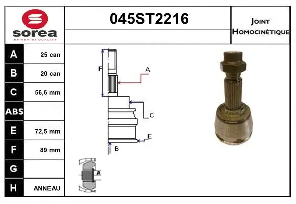 Joint Kit, drive shaft (045ST2216)