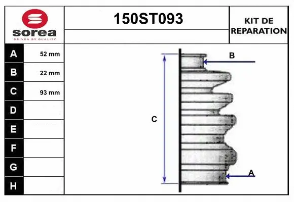 Bellow Kit, drive shaft (150ST093)