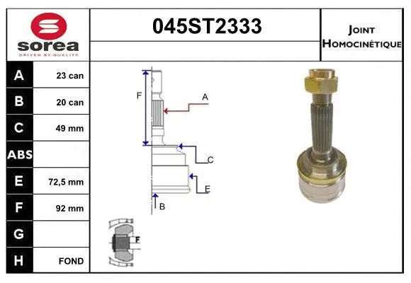 Joint Kit, drive shaft (045ST2333)