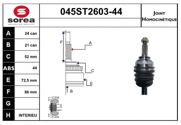 Joint Kit, drive shaft (045ST2603-44)