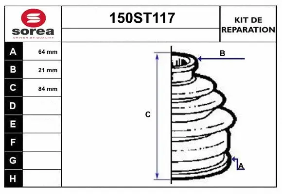 Bellow Kit, drive shaft (150ST117)