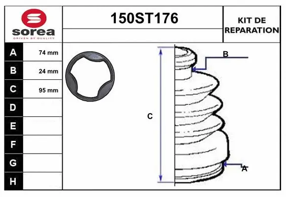 Bellow Kit, drive shaft (150ST176)