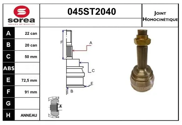 Joint Kit, drive shaft (045ST2040)