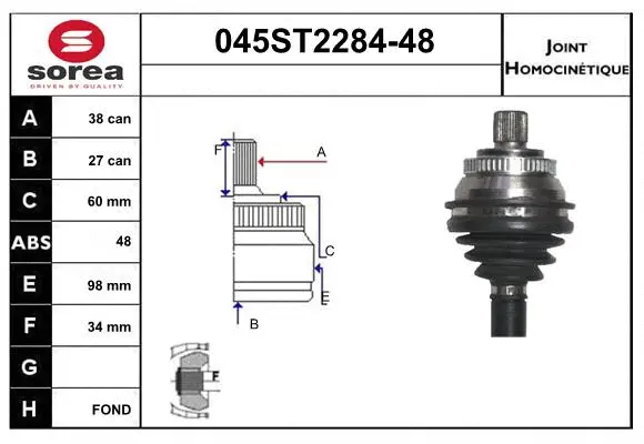 Joint Kit, drive shaft (045ST2284-48)