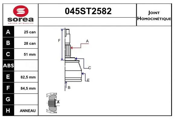 Joint Kit, drive shaft (045ST2582)