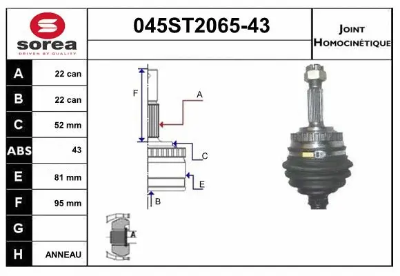 Joint Kit, drive shaft (045ST2065-43)