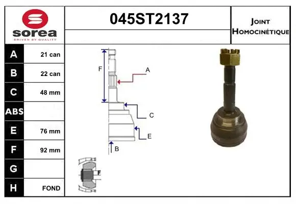 Joint Kit, drive shaft (045ST2137)