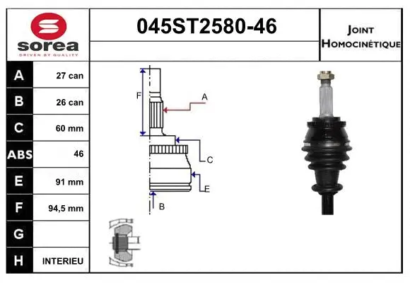 Joint Kit, drive shaft (045ST2580-46)
