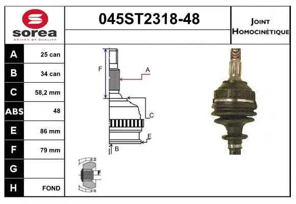 Joint Kit, drive shaft (045ST2318-48)