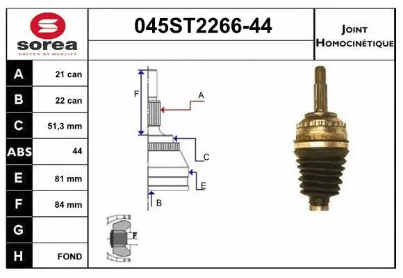 Joint Kit, drive shaft (045ST2266-44)