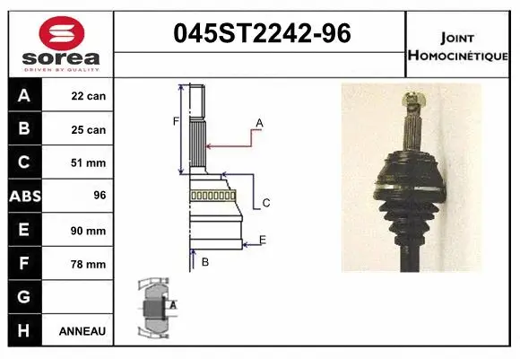 Joint Kit, drive shaft (045ST2242-96)