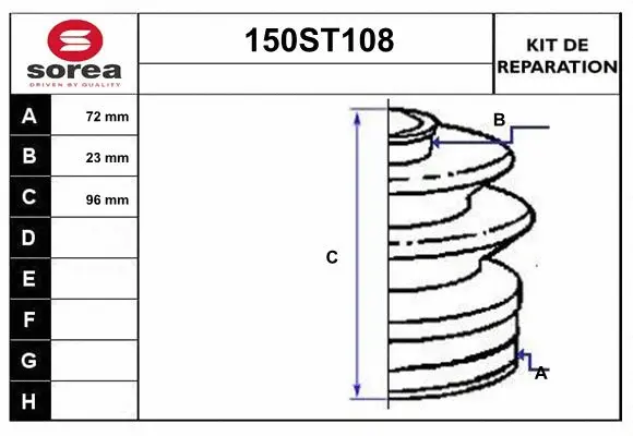 Bellow Kit, drive shaft (150ST108)