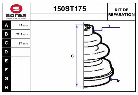 Bellow Kit, drive shaft (150ST175)
