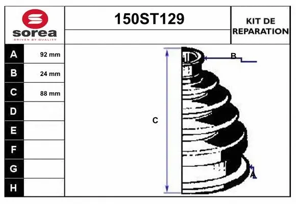 Bellow Kit, drive shaft (150ST129)