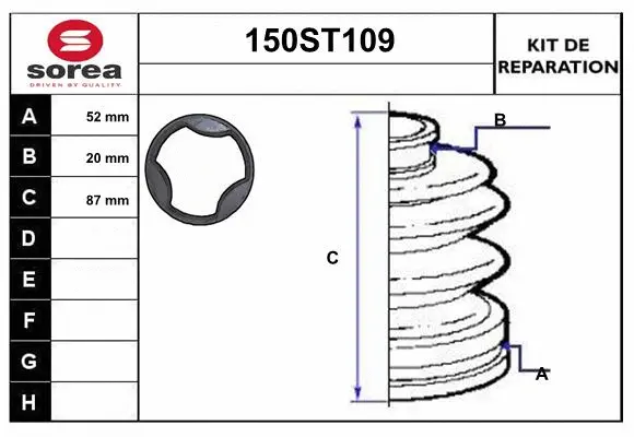 Bellow Kit, drive shaft (150ST109)