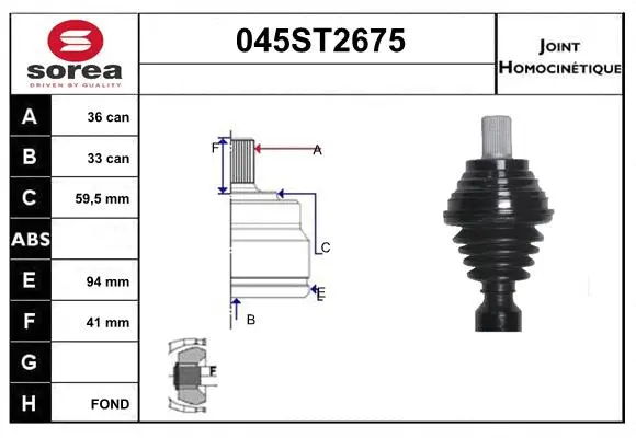 Joint Kit, drive shaft (045ST2675)