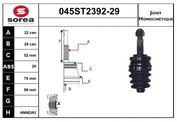 Joint Kit, drive shaft (045ST2392-29)