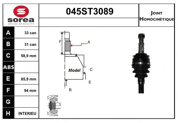 Joint Kit, drive shaft (045ST3089)