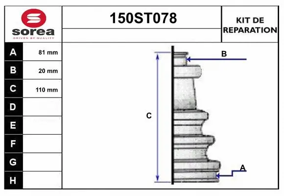Bellow Kit, drive shaft (150ST078)