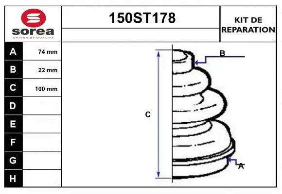 Bellow Kit, drive shaft (150ST178)