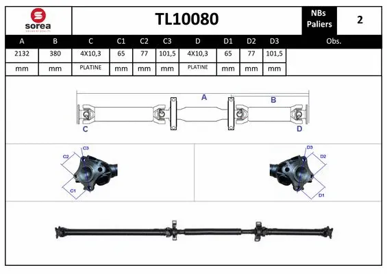 Propshaft, axle drive (TL10080)