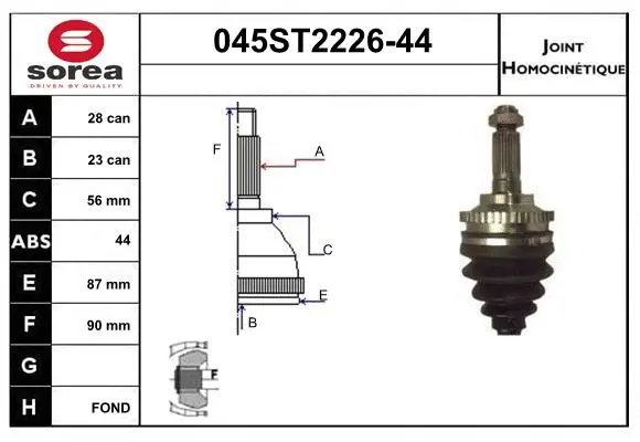 Joint Kit, drive shaft (045ST2226-44)