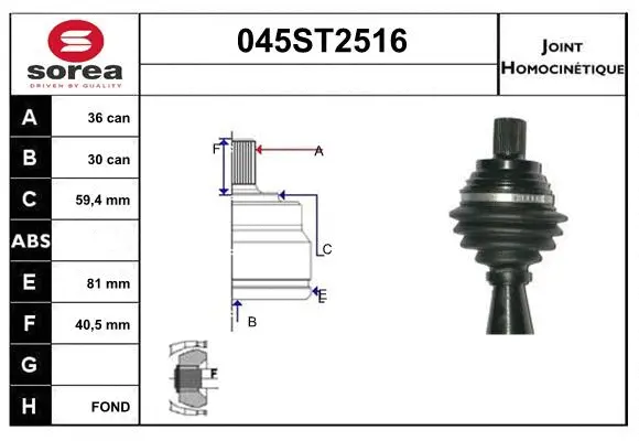Joint Kit, drive shaft (045ST2516)