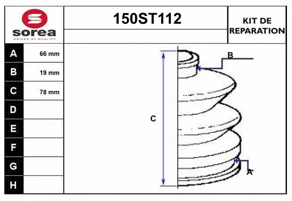 Bellow Kit, drive shaft (150ST112)