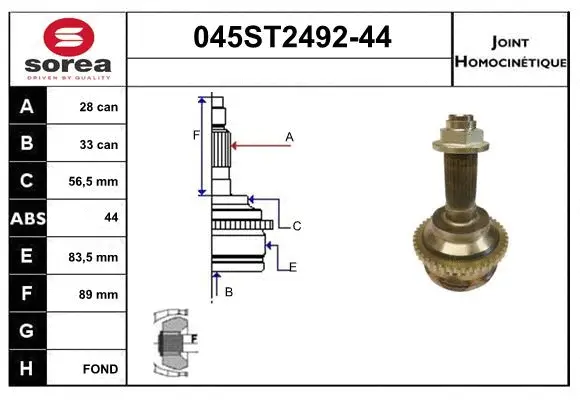Joint Kit, drive shaft (045ST2492-44)