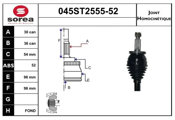 Joint Kit, drive shaft (045ST2555-52)