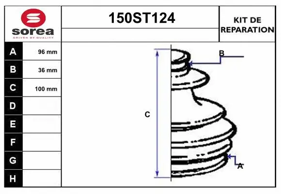 Bellow Kit, drive shaft (150ST124)