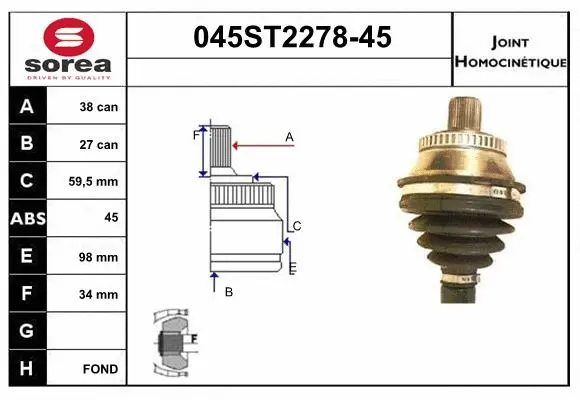 Joint Kit, drive shaft (045ST2278-45)