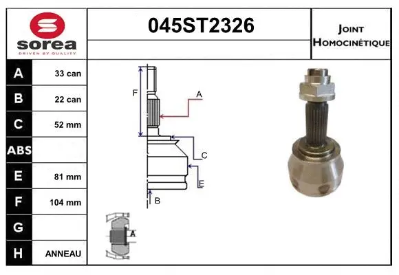 Joint Kit, drive shaft (045ST2326)