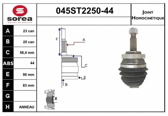 Joint Kit, drive shaft (045ST2250-44)