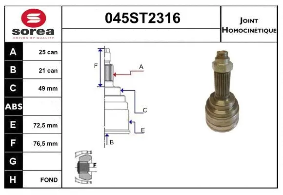 Joint Kit, drive shaft (045ST2316)