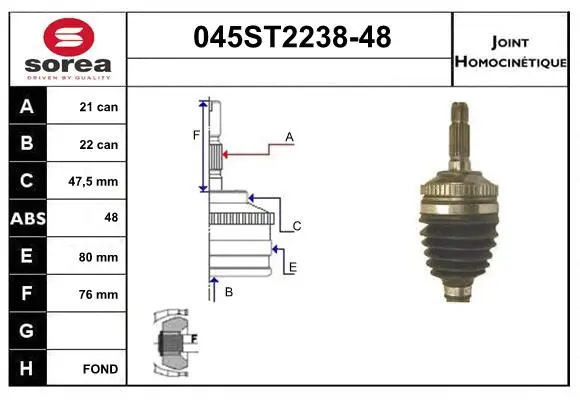 Joint Kit, drive shaft (045ST2238-48)