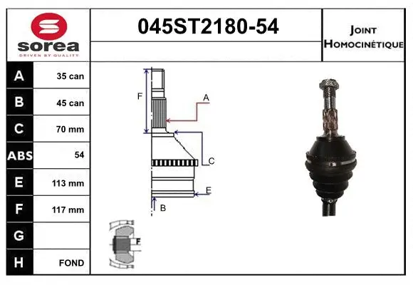 Joint Kit, drive shaft (045ST2180-54)
