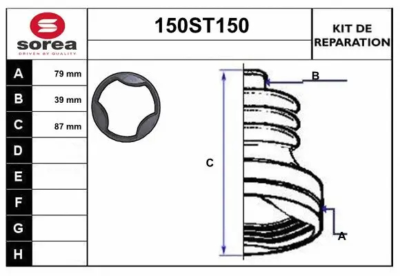Bellow Kit, drive shaft (150ST150)