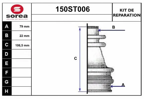 Bellow Kit, drive shaft (150ST006)