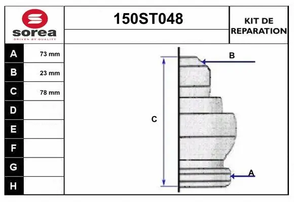 Bellow Kit, drive shaft (150ST048)