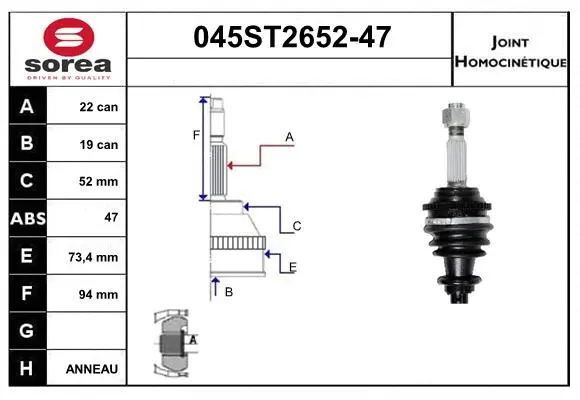 Joint Kit, drive shaft (045ST2652-47)